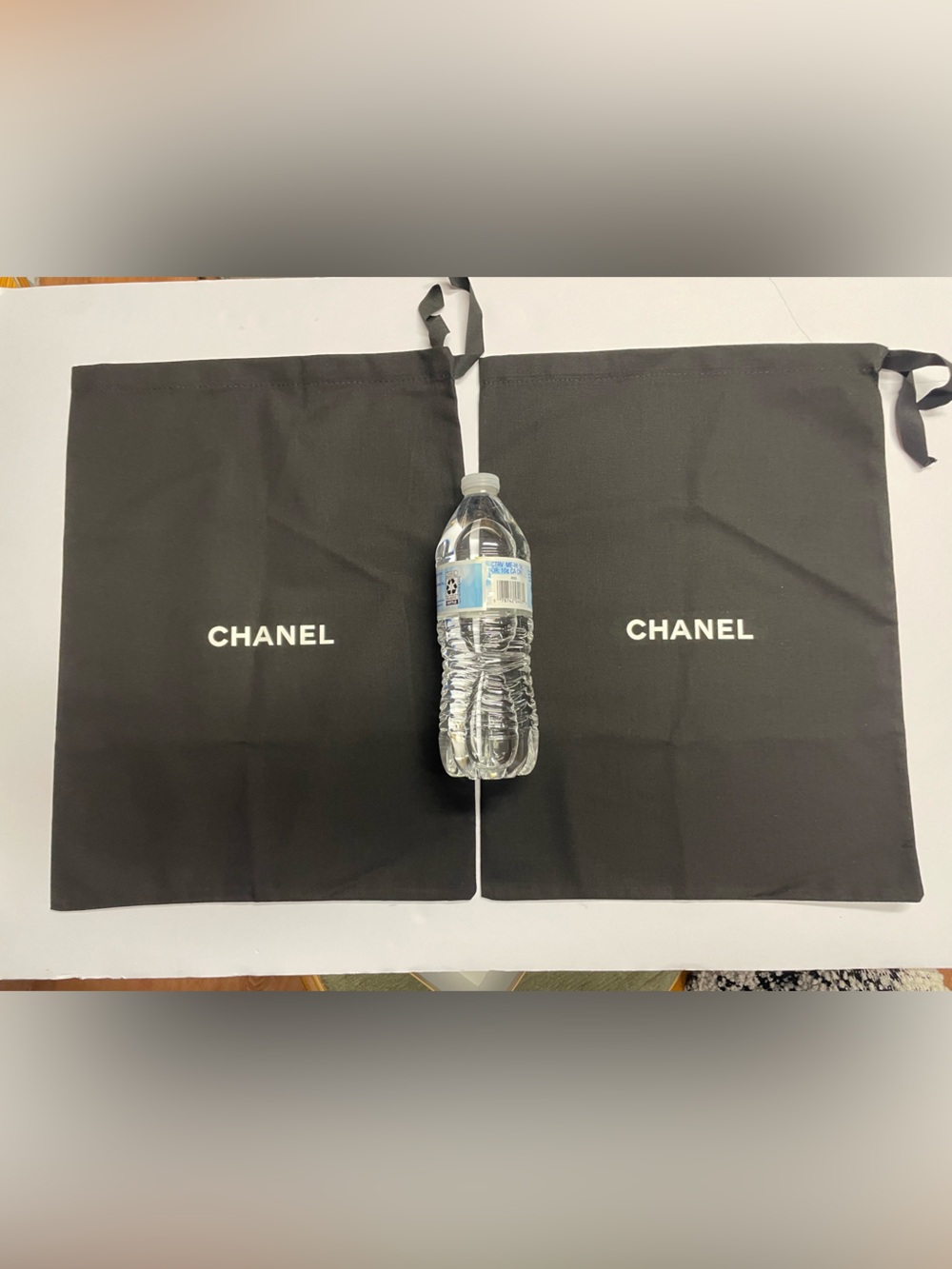 CHANEL Black Logo large shoe storage Dust Bags bundle of 2